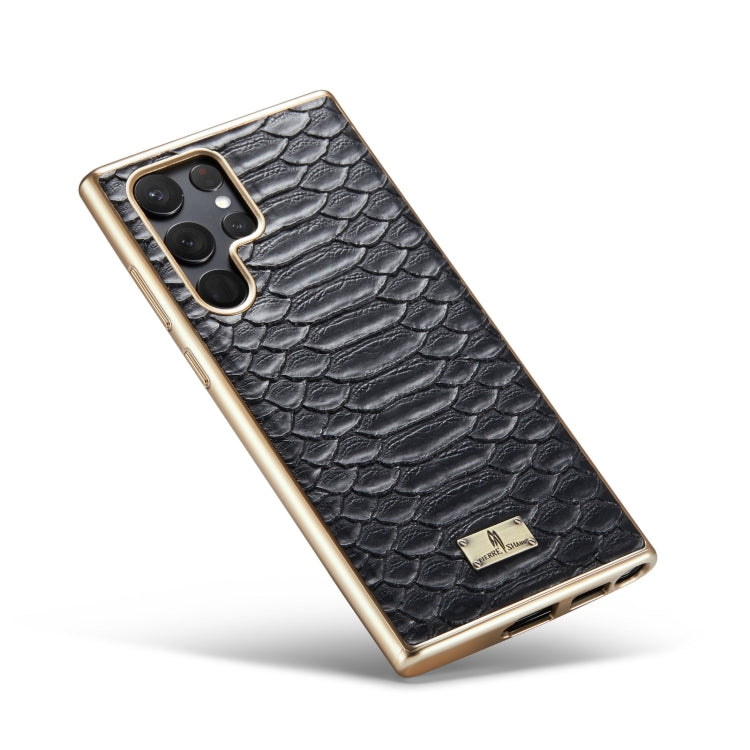 Fierre Shann Python Texture Electroplating PU Phone Case, For Samsung Galaxy S22 5G, For Samsung Galaxy S22+ 5G, For Samsung Galaxy S22 Ultra 5G