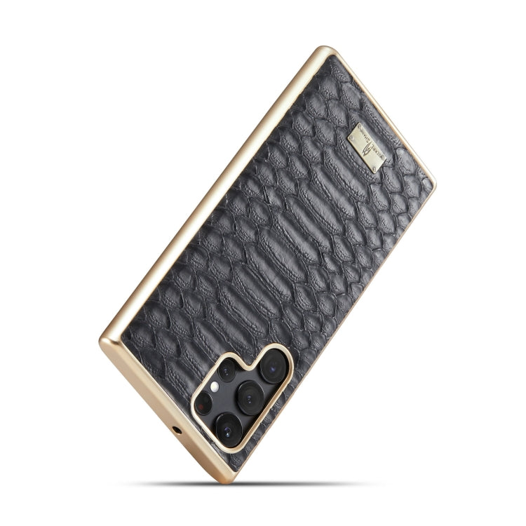 Fierre Shann Python Texture Electroplating PU Phone Case, For Samsung Galaxy S22 5G, For Samsung Galaxy S22+ 5G, For Samsung Galaxy S22 Ultra 5G