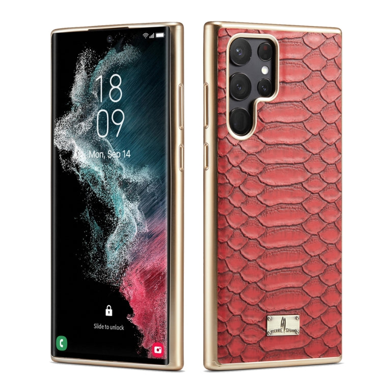 Fierre Shann Python Texture Electroplating PU Phone Case, For Samsung Galaxy S22 5G, For Samsung Galaxy S22+ 5G, For Samsung Galaxy S22 Ultra 5G