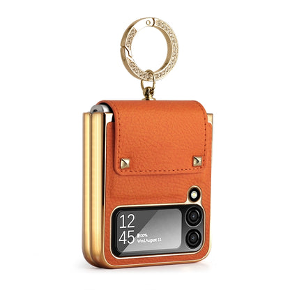 GKK Colorful PU Phone Case with Ring Holder, For Samsung Galaxy Z Flip4 5G, For Samsung Galaxy Z Flip3 5G