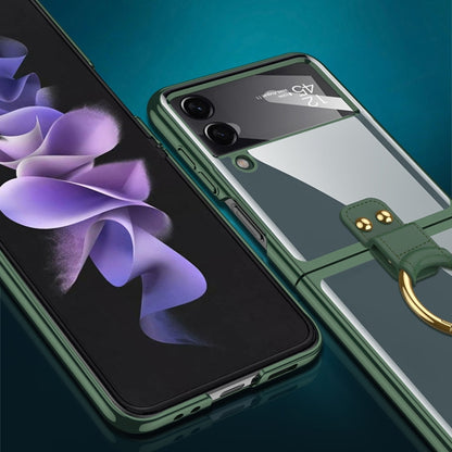 GKK Integrated Electroplating Phone Case with Ring, For Samsung Galaxy Z Flip4