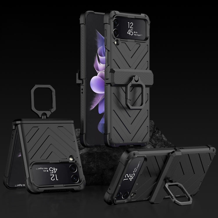 GKK Sliding Camshield Magnetic Armor Flip Phone Case with Ring Holder, For Samsung Galaxy Z Flip4