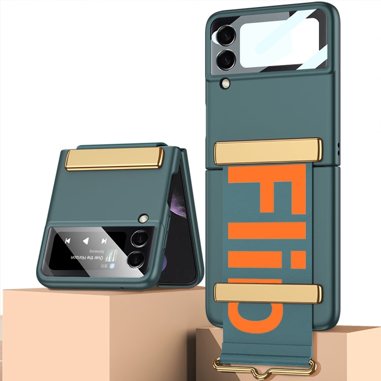 GKK Ultra-thin Full Coverage Phone Flip Case with Wristband, For Samsung Galaxy Z Flip4