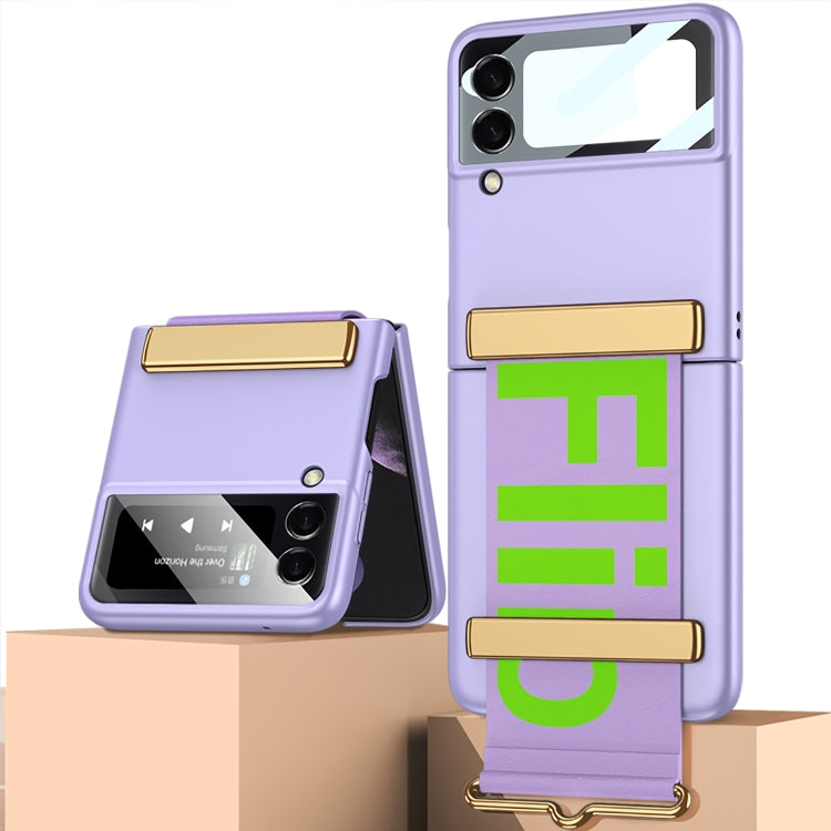 GKK Ultra-thin Full Coverage Phone Flip Case with Wristband, For Samsung Galaxy Z Flip4