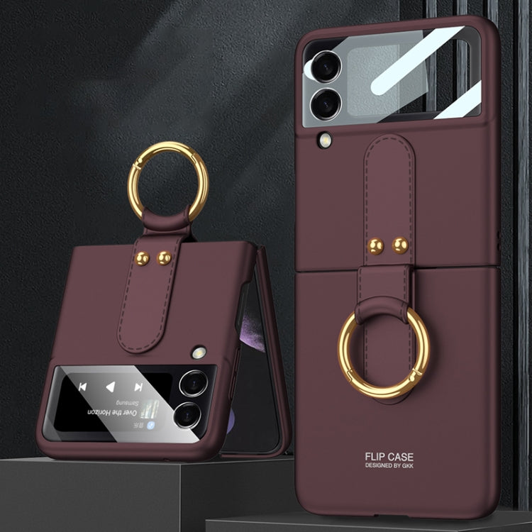 GKK Ultra-thin PC Full Coverage Phone Flip Case with Ring Holder, For Samsung Galaxy Z Flip4