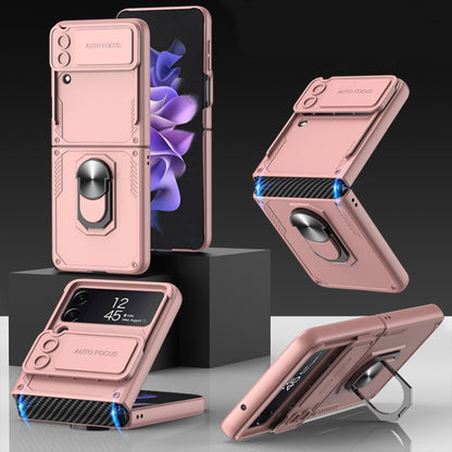 GKK Carbon Brazing Pattern Shockproof Armor PC Phone Case with Ring Holder, For Samsung Galaxy Z Flip4