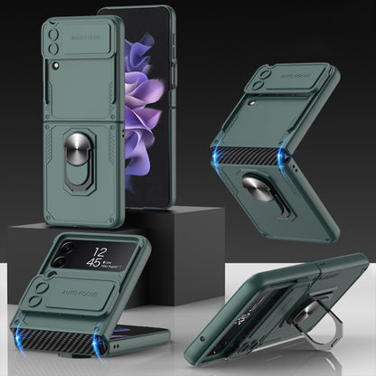 GKK Carbon Brazing Pattern Shockproof Armor PC Phone Case with Ring Holder, For Samsung Galaxy Z Flip4