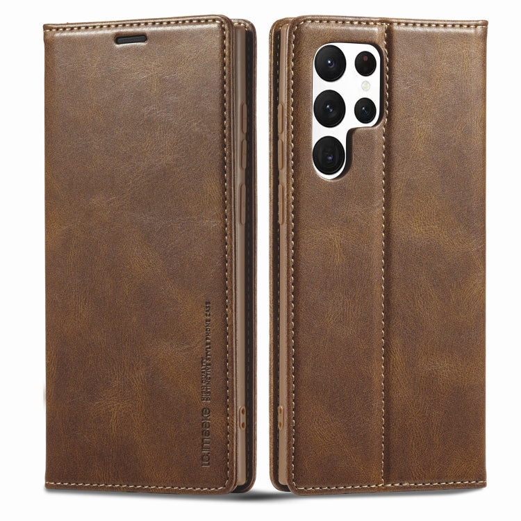 LC.IMEEKE RFID Anti-theft Leather Phone Case, For Samsung Galaxy S22 Ultra 5G