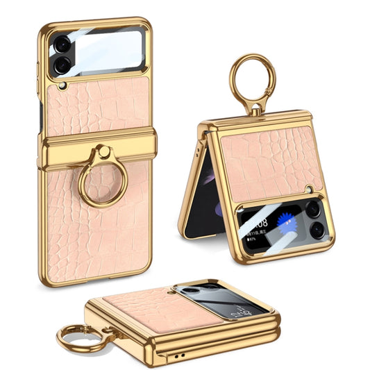 GKK Integrated Plating + Leather Flip Phone Case, For Samsung Galaxy Z Flip4