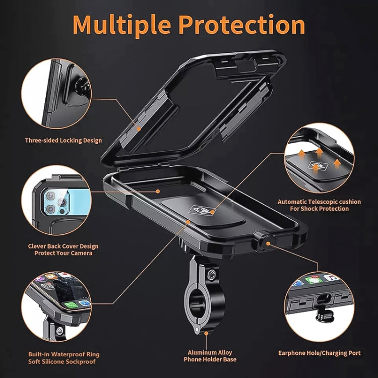 Motorcycle / Bicycle Handlebar Wireless Charging Waterproof Box Mobile Phone Holder, M18S-A1, M18L-A1
