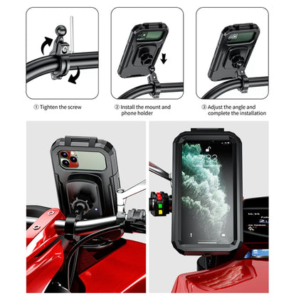 Motorcycle / Bicycle Handlebar Wireless Charging Waterproof Box Mobile Phone Holder, M18S-A1, M18L-A1