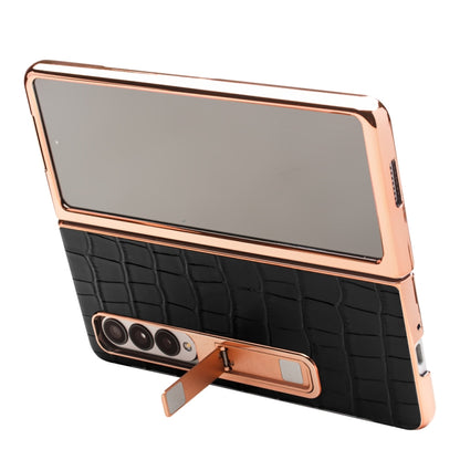 QIALINO 2 in 1 Crocodile Pattern Genuine Leather + PC Phone Case, For Samsung Galaxy Z Fold3 5G/W22 5G