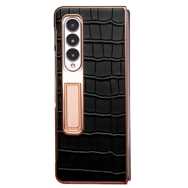 QIALINO 2 in 1 Crocodile Pattern Genuine Leather + PC Phone Case, For Samsung Galaxy Z Fold3 5G/W22 5G
