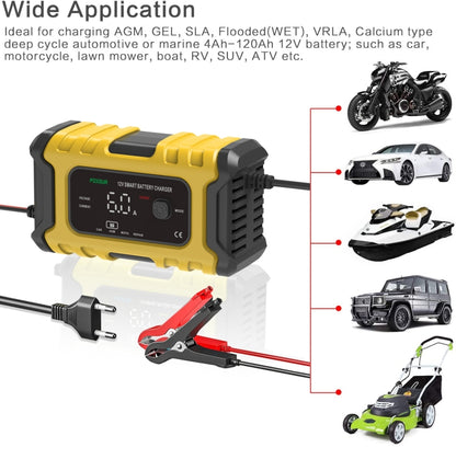 FOXSUR 6A 12V Motorcycle / Car Smart Battery Charger, US Plug, UK Plug, EU Plug, AU Plug