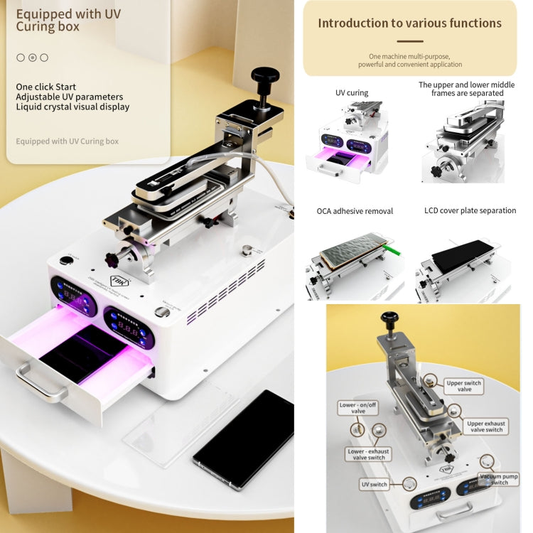 TBK 258S Intelligent Multi-function UV Cured Disassembly Machine, US Plug, EU Plug, UK Plug, AU Plug