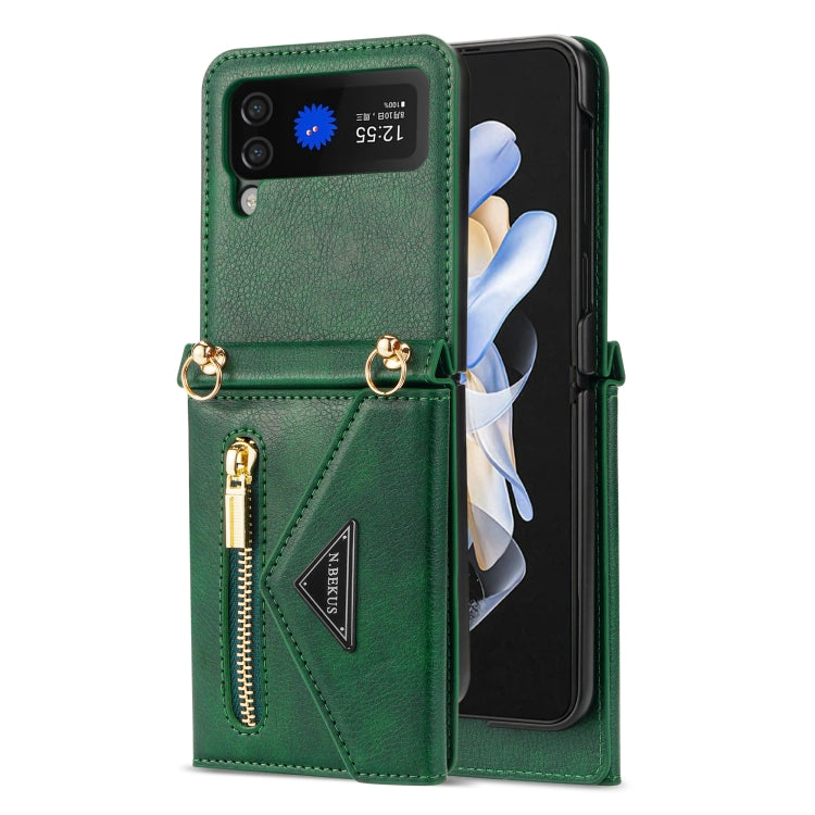 N.BEKUS Side Zipper Folding Phone Leather Case, For Samsung Galaxy Z Flip3 5G, For Samsung Galaxy Z Flip4