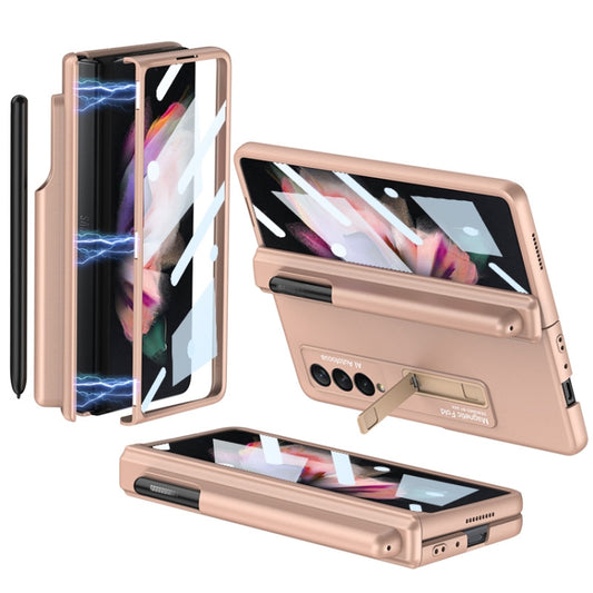 GKK Full Coverage Magnetic Fold Hinge Shockproof Phone Case with Pen Slots, For Samsung Galaxy Z Fold3 5G