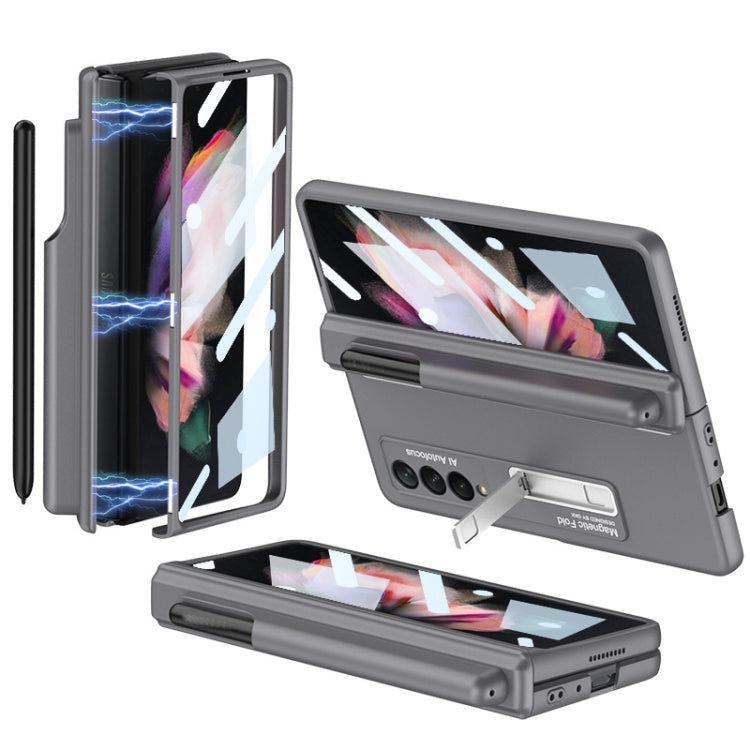 GKK Full Coverage Magnetic Fold Hinge Shockproof Phone Case with Pen Slots, For Samsung Galaxy Z Fold3 5G