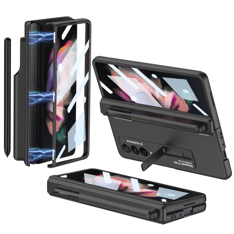 GKK Full Coverage Magnetic Fold Hinge Shockproof Phone Case with Pen Slots, For Samsung Galaxy Z Fold3 5G