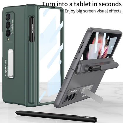 GKK Full Coverage Magnetic Fold Hinge Shockproof Phone Case with Pen Slots, For Samsung Galaxy Z Fold3 5G