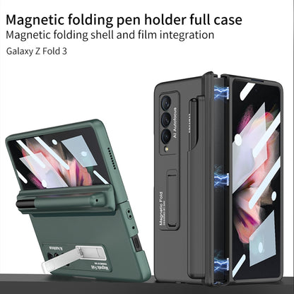 GKK Full Coverage Magnetic Fold Hinge Shockproof Phone Case with Pen Slots, For Samsung Galaxy Z Fold3 5G