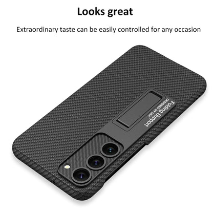 GKK Plain Leather Shockproof Phone Case with Holder, For Samsung Galaxy S23 5G, For Samsung Galaxy S23+ 5G, For Samsung Galaxy S23 Ultra 5G