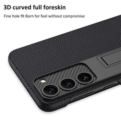 GKK Plain Leather Shockproof Phone Case with Holder, For Samsung Galaxy S23 5G, For Samsung Galaxy S23+ 5G, For Samsung Galaxy S23 Ultra 5G