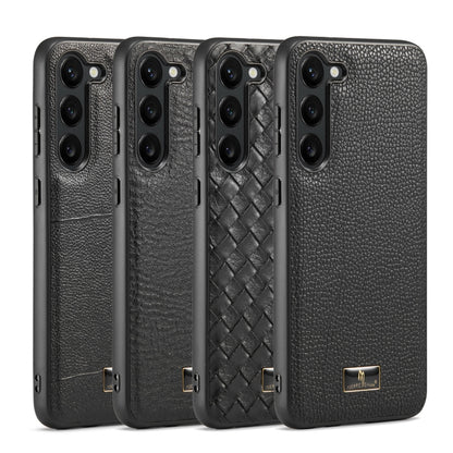 Fierre Shann Leather Texture Phone Back Cover Case, For Samsung Galaxy S23 5G, For Samsung Galaxy S23+ 5G, For Samsung Galaxy S23 Ultra 5G
