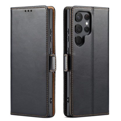 Fierre Shann PU Genuine Leather Texture Leather Phone Case, For Samsung Galaxy S23+ 5G, For Samsung Galaxy S23 Ultra 5G
