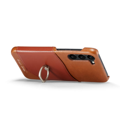 Fierre Shann Oil Wax Texture Genuine Leather Back Phone Case, For Samsung Galaxy S23 5G, For Samsung Galaxy S23+ 5G, For Samsung Galaxy S23 Ultra 5G