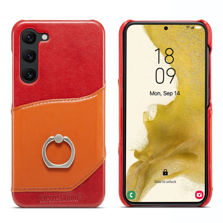 Fierre Shann Oil Wax Texture Genuine Leather Back Phone Case, For Samsung Galaxy S23 5G, For Samsung Galaxy S23+ 5G, For Samsung Galaxy S23 Ultra 5G