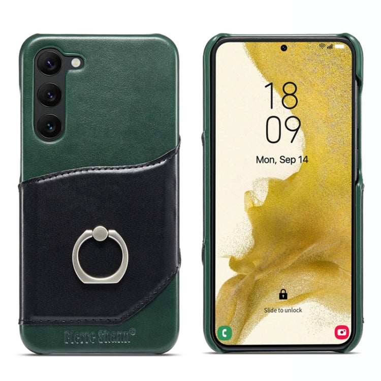 Fierre Shann Oil Wax Texture Genuine Leather Back Phone Case, For Samsung Galaxy S23 5G, For Samsung Galaxy S23+ 5G, For Samsung Galaxy S23 Ultra 5G