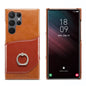 Fierre Shann Oil Wax Texture Genuine Leather Back Phone Case, For Samsung Galaxy S23 5G, For Samsung Galaxy S23+ 5G, For Samsung Galaxy S23 Ultra 5G