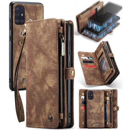 CaseMe Detachable Multifunctional Horizontal Flip Leather Case, with Card Slot & Holder & Zipper Wallet & Photo Frame, For Samsung Galaxy A51, For Galaxy A71
