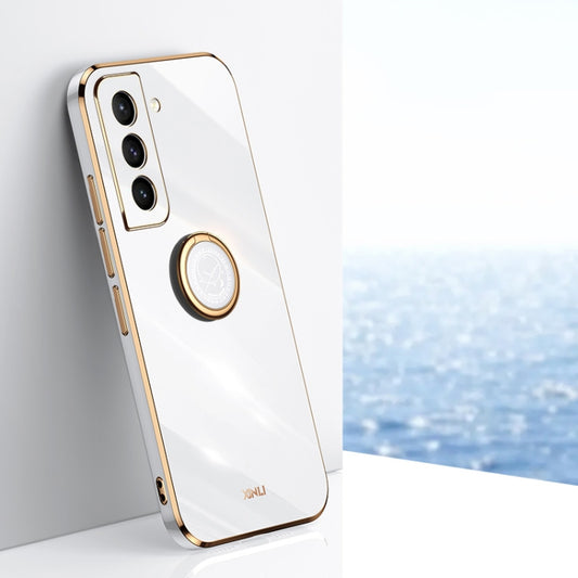 XINLI Straight Edge 6D Electroplate TPU Phone Case with Ring Holder, For Samsung Galaxy S21 5G, For Samsung Galaxy S21+ 5G, For Samsung Galaxy S21 Ultra 5G