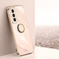 XINLI Straight Edge 6D Electroplate TPU Phone Case with Ring Holder, For Samsung Galaxy S21 5G, For Samsung Galaxy S21+ 5G, For Samsung Galaxy S21 Ultra 5G