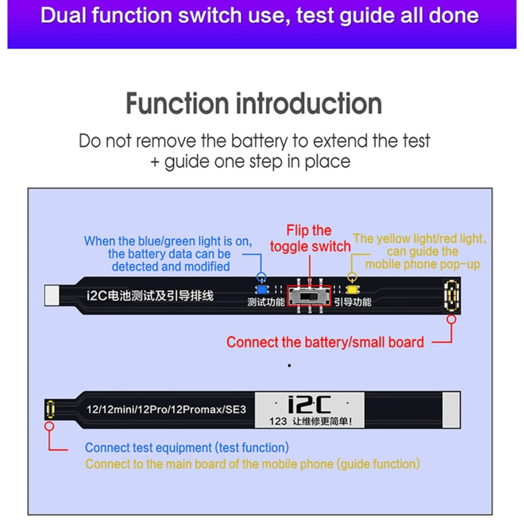 i2C Battery Boot Strap Test Flex Cable, For iPhone 5 SE / 6s / 6 Plus / 6s Plus / 7 / 7 Plus, For iPhone 8 / 8 Plus / X / XR / XS / XS Max / 11 Pro / 11 Pro Max, For iPhone 11 / SE2, For iPhone 12 mini / 12 / 12 Pro / 12 Pro Max / SE3������������������...