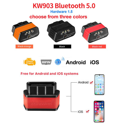 KONNWEI KW903 Bluetooth 5.0 OBD2 Car Fault Diagnostic Scan Tools Support IOS / Android, KW903