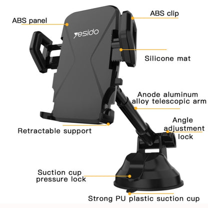 Yesido C40 Car Foldable 360 Degree Rotation Automatic Clip Phone Holder, C40