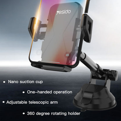 Yesido C40 Car Foldable 360 Degree Rotation Automatic Clip Phone Holder, C40