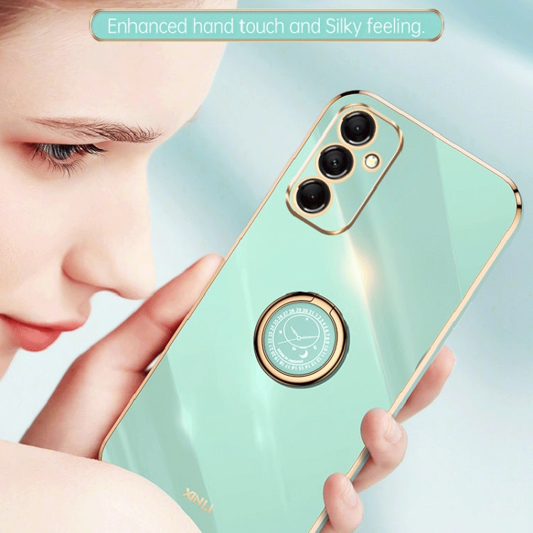 XINLI Straight Edge 6D Electroplate TPU Phone Case with Ring Holder, For Samsung Galaxy M14 5G, For Samsung Galaxy A04e 4G