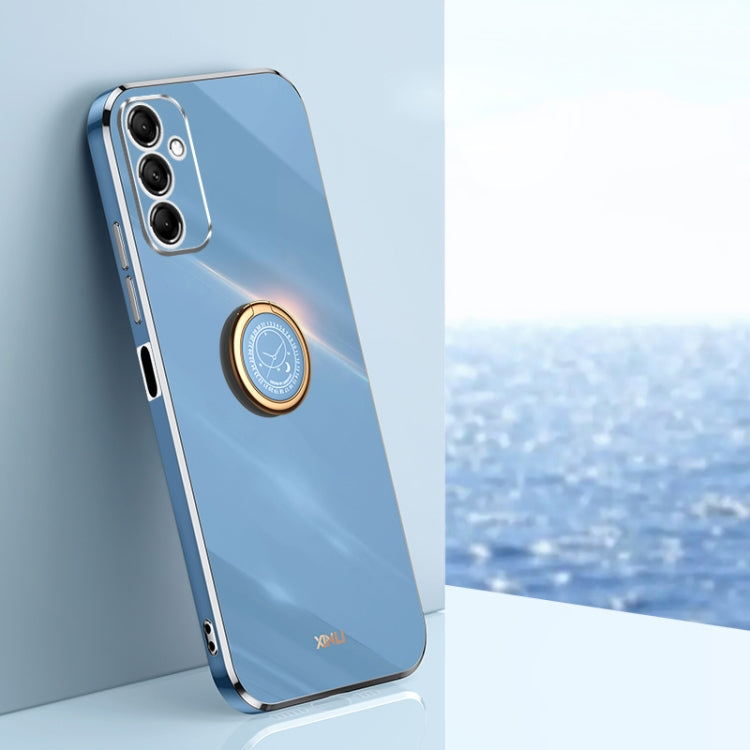 XINLI Straight Edge 6D Electroplate TPU Phone Case with Ring Holder, For Samsung Galaxy M14 5G, For Samsung Galaxy A04e 4G