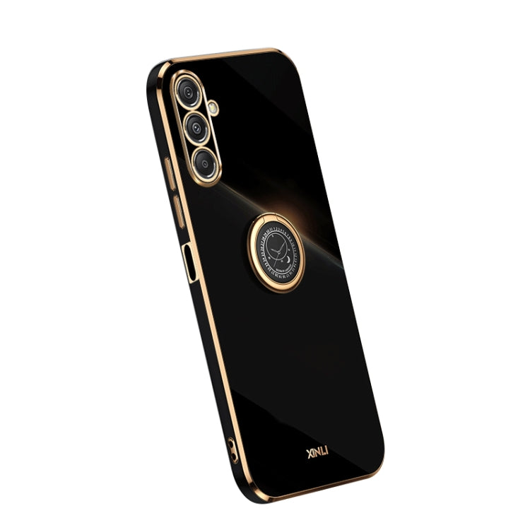 XINLI Straight Edge 6D Electroplate TPU Phone Case with Ring Holder, For Samsung Galaxy A15, For Samsung Galaxy A55, For Samsung Galaxy A35 5G, For Samsung Galaxy S24 Ultra 5G, For Samsung Galaxy S24+ 5G, For Samsung Galaxy S24 5G, For Samsung Galaxy A...