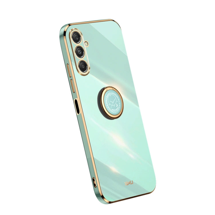 XINLI Straight Edge 6D Electroplate TPU Phone Case with Ring Holder, For Samsung Galaxy A15, For Samsung Galaxy A55, For Samsung Galaxy A35 5G, For Samsung Galaxy S24 Ultra 5G, For Samsung Galaxy S24+ 5G, For Samsung Galaxy S24 5G, For Samsung Galaxy A...