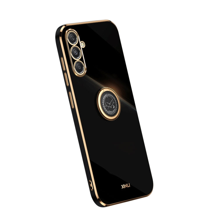 XINLI Straight Edge 6D Electroplate TPU Phone Case with Ring Holder, For Samsung Galaxy A15, For Samsung Galaxy A55, For Samsung Galaxy A35 5G, For Samsung Galaxy S24 Ultra 5G, For Samsung Galaxy S24+ 5G, For Samsung Galaxy S24 5G, For Samsung Galaxy A...