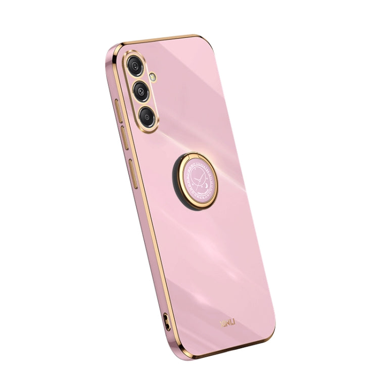 XINLI Straight Edge 6D Electroplate TPU Phone Case with Ring Holder, For Samsung Galaxy A15, For Samsung Galaxy A55, For Samsung Galaxy A35 5G, For Samsung Galaxy S24 Ultra 5G, For Samsung Galaxy S24+ 5G, For Samsung Galaxy S24 5G, For Samsung Galaxy A...