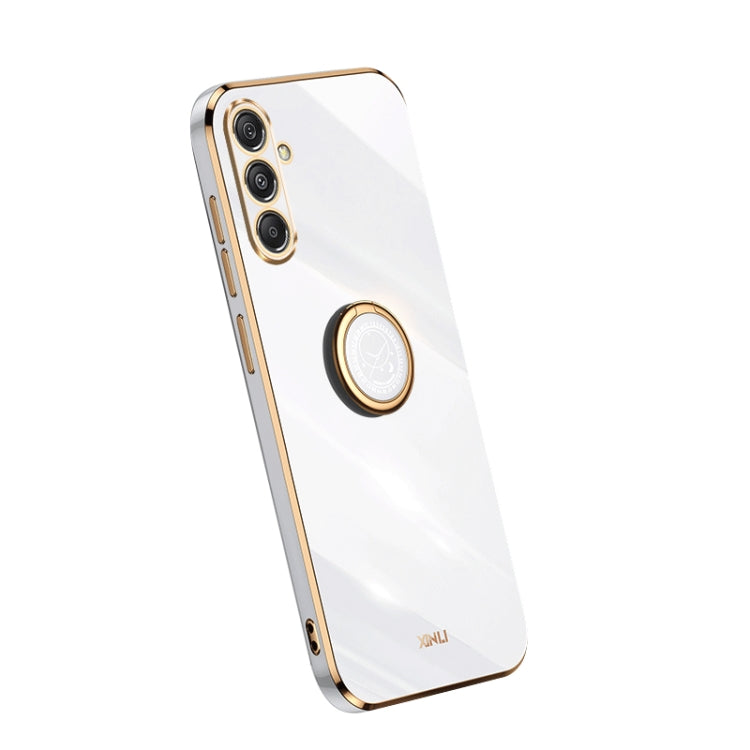 XINLI Straight Edge 6D Electroplate TPU Phone Case with Ring Holder, For Samsung Galaxy A15, For Samsung Galaxy A55, For Samsung Galaxy A35 5G, For Samsung Galaxy S24 Ultra 5G, For Samsung Galaxy S24+ 5G, For Samsung Galaxy S24 5G, For Samsung Galaxy A...