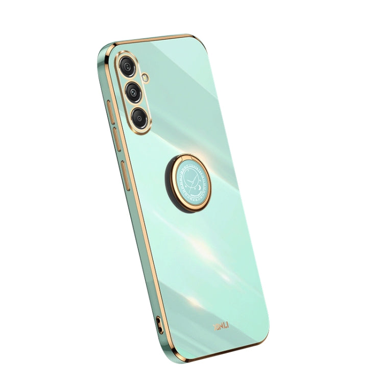 XINLI Straight Edge 6D Electroplate TPU Phone Case with Ring Holder, For Samsung Galaxy A15, For Samsung Galaxy A55, For Samsung Galaxy A35 5G, For Samsung Galaxy S24 Ultra 5G, For Samsung Galaxy S24+ 5G, For Samsung Galaxy S24 5G, For Samsung Galaxy A...
