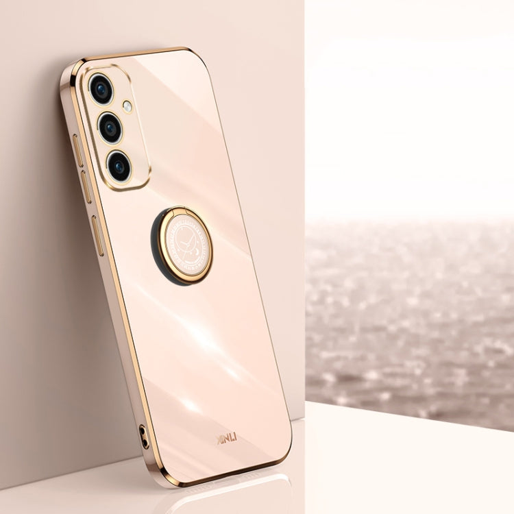 XINLI Straight Edge 6D Electroplate TPU Phone Case with Ring Holder, For Samsung Galaxy A15, For Samsung Galaxy A55, For Samsung Galaxy A35 5G, For Samsung Galaxy S24 Ultra 5G, For Samsung Galaxy S24+ 5G, For Samsung Galaxy S24 5G, For Samsung Galaxy A...