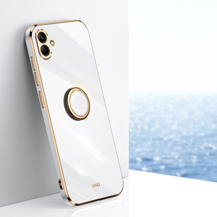 XINLI Straight Edge 6D Electroplate TPU Phone Case with Ring Holder, For Samsung Galaxy M14 5G, For Samsung Galaxy A04e 4G